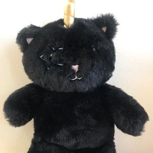 Rare! Betsey Johnson Bear Cat Black Plush Backpack Bag Star Eye Unicorn Luv Kiss